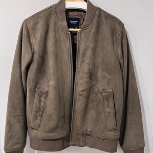 Abercrombie & Fitch Vegan suede bomber jacket, Olive green, Size Medium